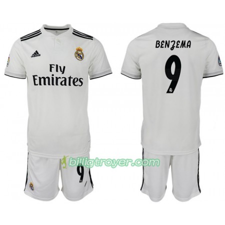 Billige Fotballdrakter Real Madrid BENZEMA 9 Barn Hjemmedraktsett 2018/19 Kortermet